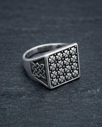 Vintage Sterling Silver Celtic Clover Signet Ring
