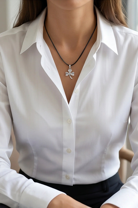 Silver Three-Leaf Shamrock Pendant Necklace