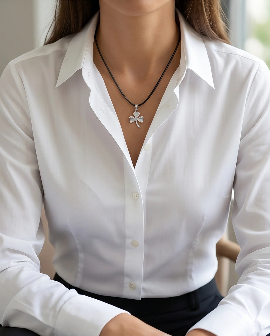 Silver Three-Leaf Shamrock Pendant Necklace