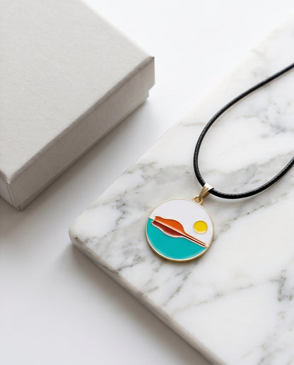 Minimalist Landscape Medallion Cord Necklace