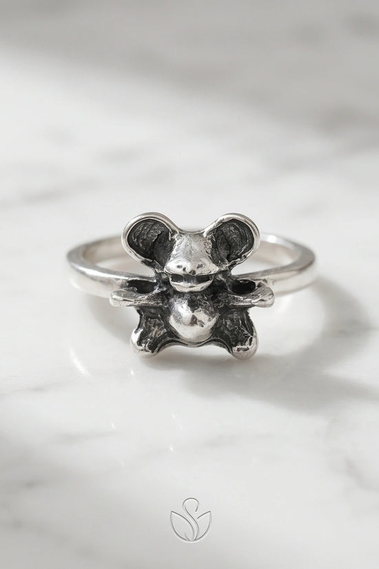 Vintage Silver Teddy Bear Statement Ring