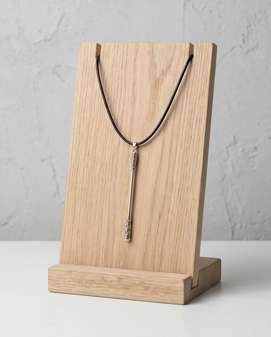 Carved Staff Pendant Necklace