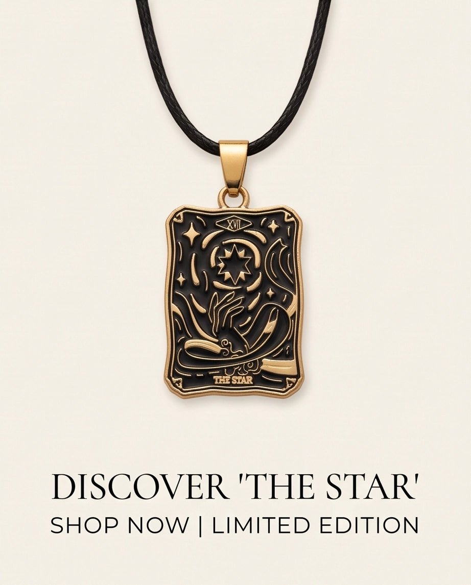Gold "The Star" Tarot Card Pendant Necklace