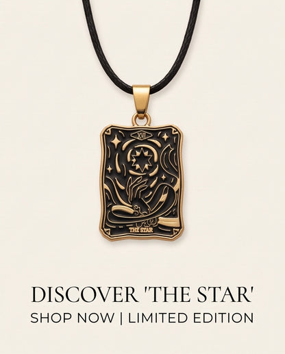 Gold "The Star" Tarot Card Pendant Necklace