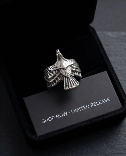 Oxidized Silver Soaring Eagle Sculpted Ring