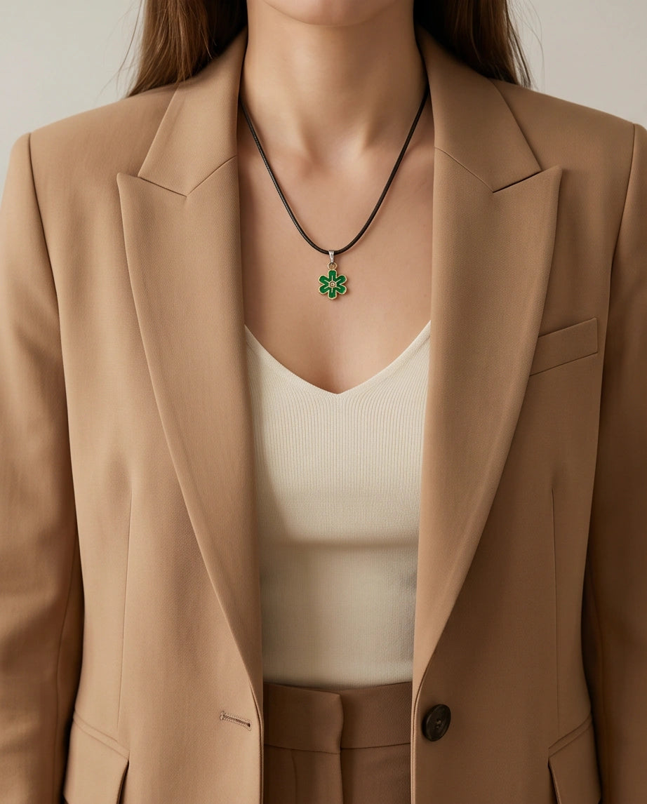 Gold and Green Honeybee Pendant Necklace