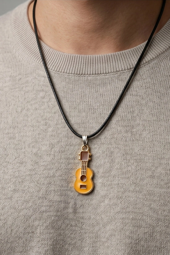 Gold and Yellow Acoustic Guitar Necklace