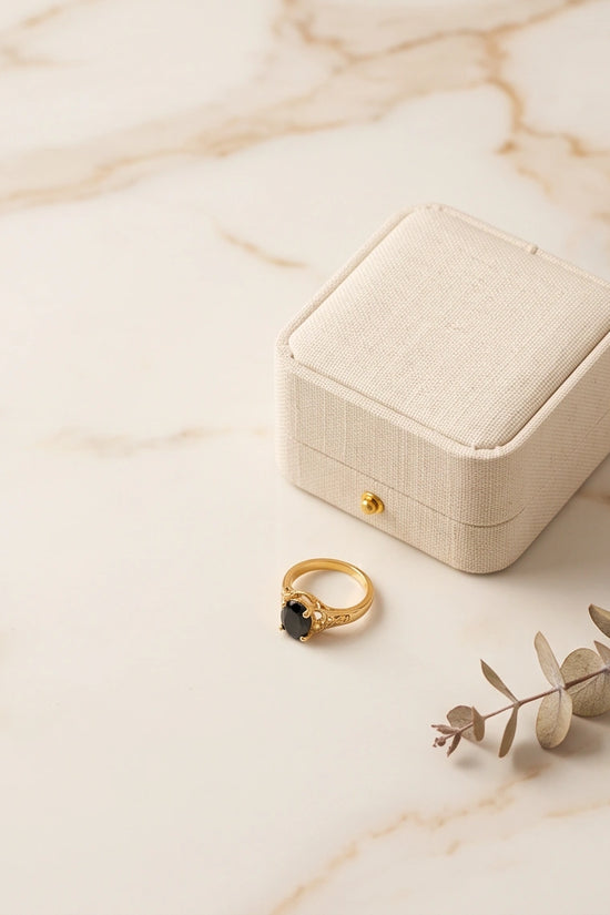 Golden Obsidian Scalloped Ring