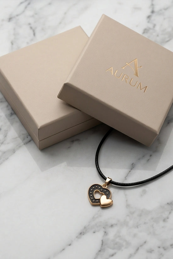 Gold and Black Layered Heart Necklace