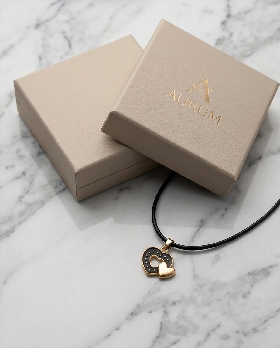 Gold and Black Layered Heart Necklace
