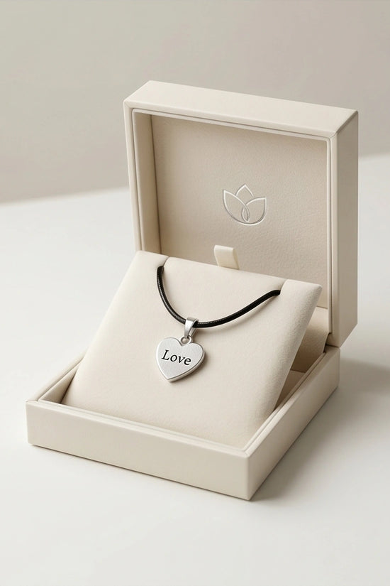 Silver Engraved Love Heart Necklace