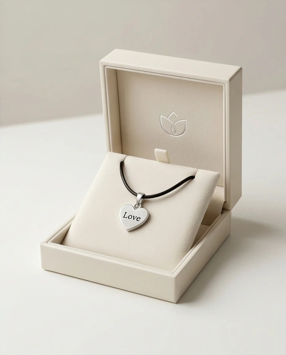 Silver Engraved Love Heart Necklace