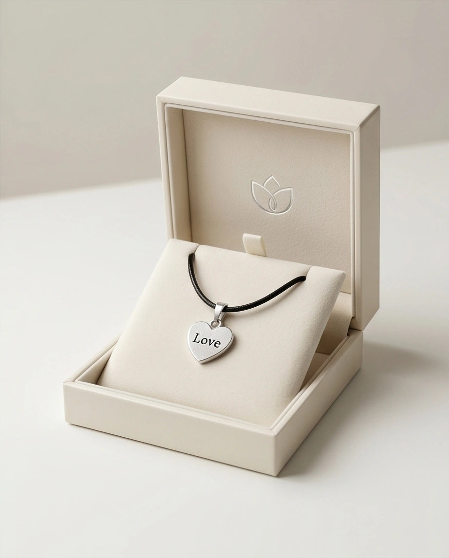 Silver Engraved Love Heart Necklace