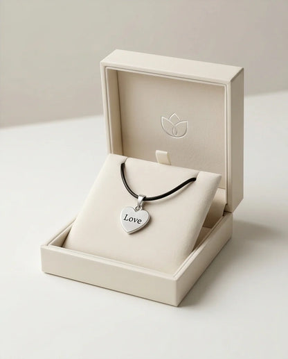 Silver Engraved Love Heart Necklace
