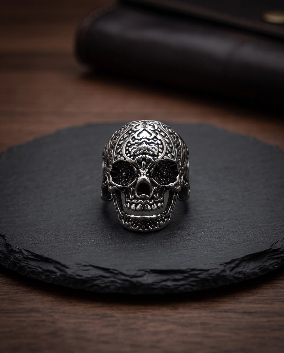 Filigree Calavera Sugar Skull Ring