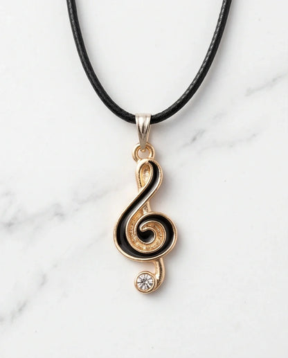 Rose Gold and Black Treble Clef Necklace