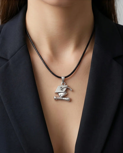 Silver Graduation Cap Pendant Necklace