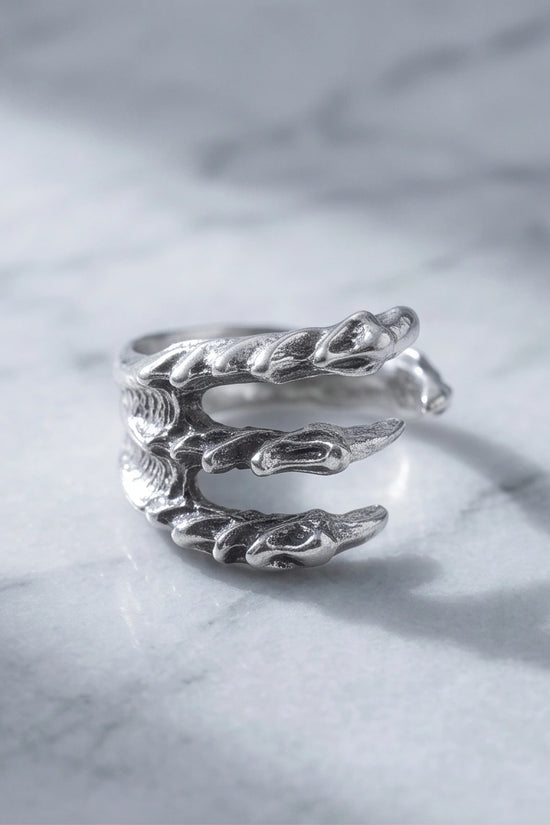 Gothic Dragon Claw Open Band Ring