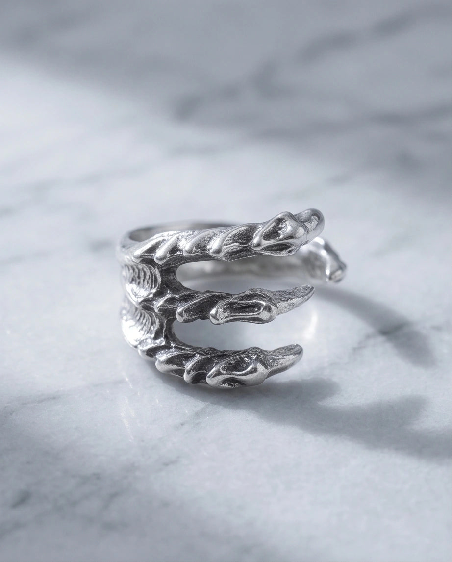 Gothic Dragon Claw Open Band Ring