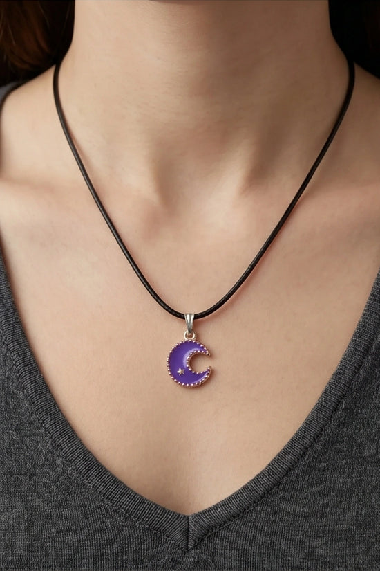 Celestial Purple Crescent Moon Pendant