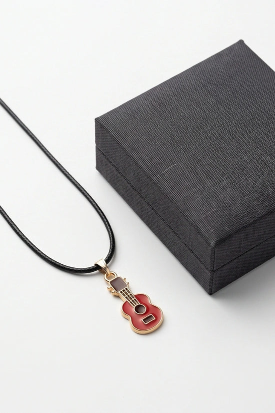 Gold and Red Acoustic Guitar Necklace
