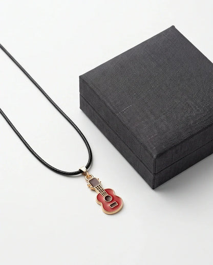 Gold and Red Acoustic Guitar Necklace