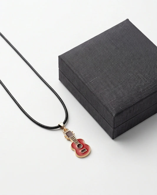 Gold and Red Acoustic Guitar Necklace