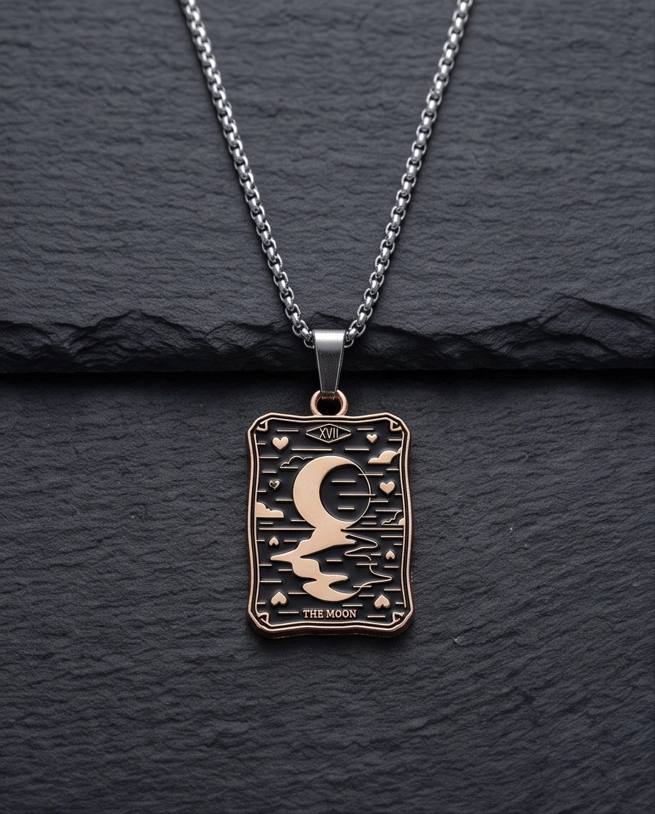 Gold "The Moon" Tarot Card Pendant Necklace