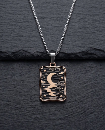 Gold "The Moon" Tarot Card Pendant Necklace