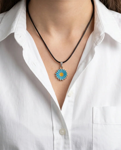Gold and Turquoise Blue Daisy Necklace