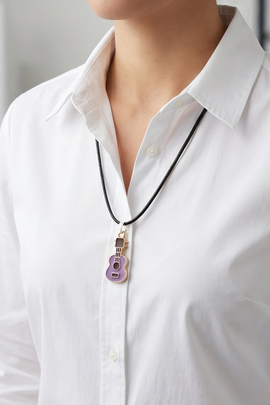 Gold and Purple Acoustic Guitar Necklace