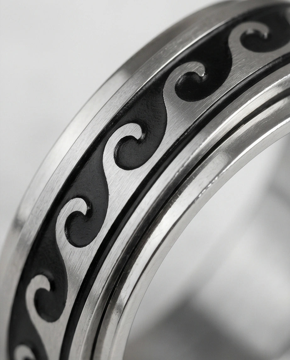 Minimalist Ocean Wave Engraved Band Ring