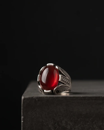 Crimson Legacy Stippled Signet Ring