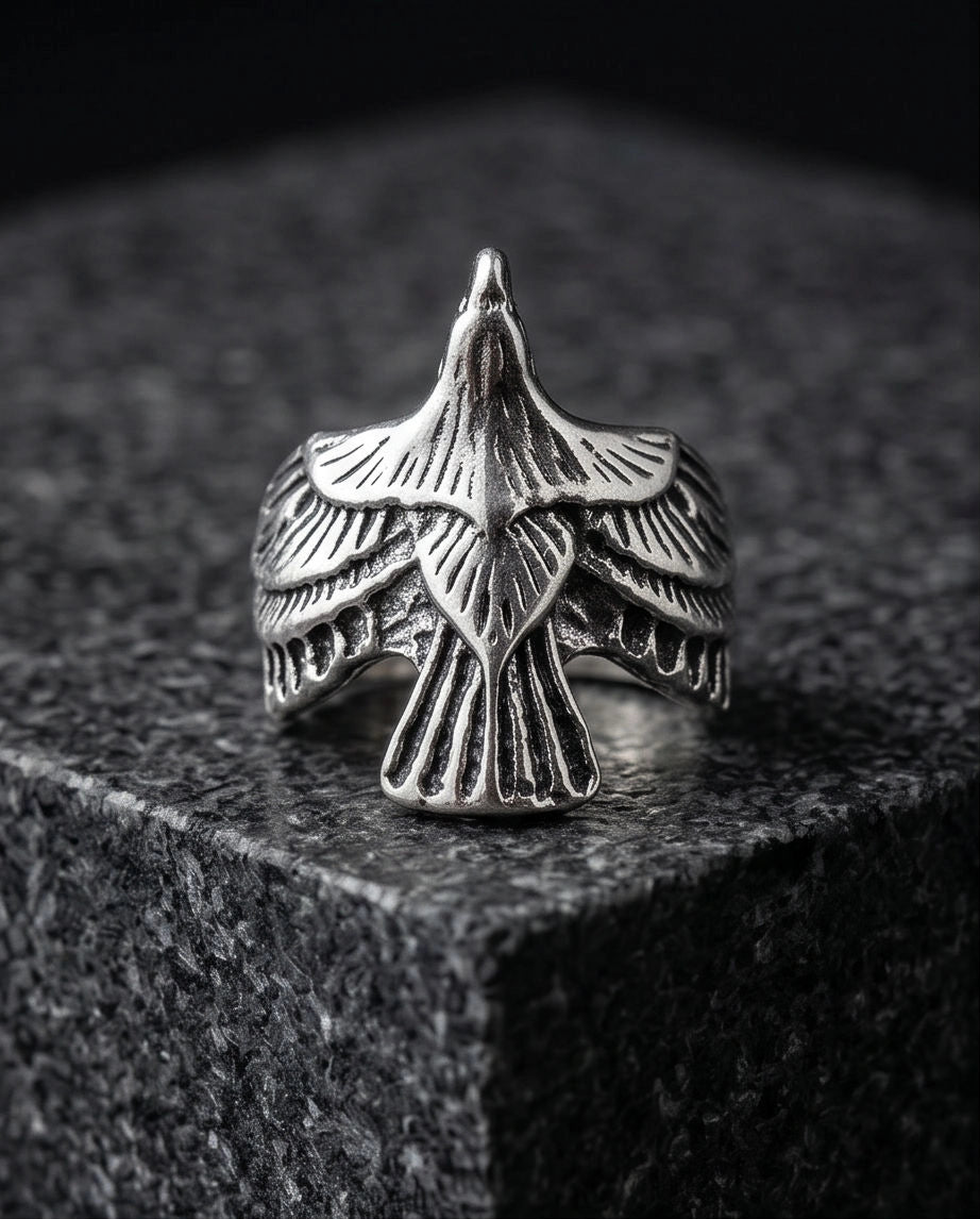 Oxidized Silver Soaring Eagle Sculpted Ring