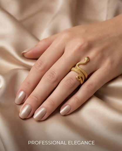 Gold Textured Serpent Wrap Ring