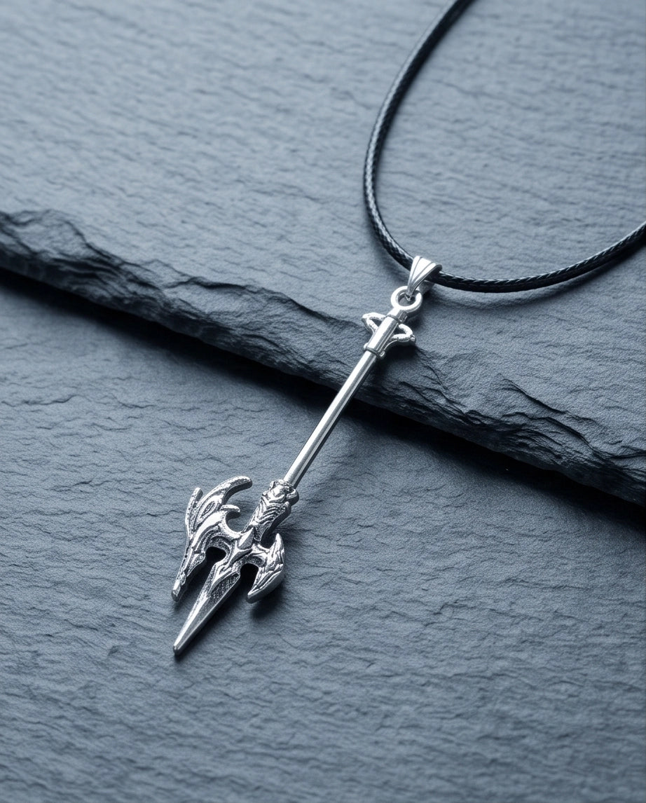 Winged Halberd Spear Necklace