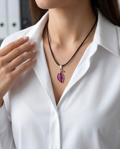 Orchid Purple Botanical Leaf Pendant