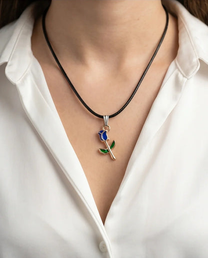 Royal Blue Tulip Rosebud Pendant