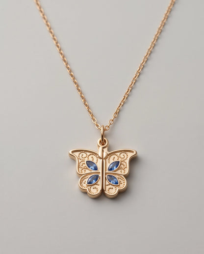 Gold Butterfly Secret Heart Pendant Necklace