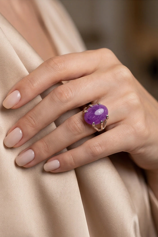 Vibrant Orchid Jade Statement Ring