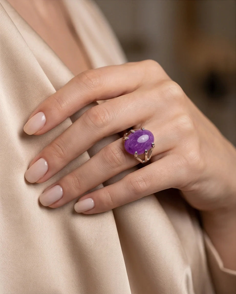 Vibrant Orchid Jade Statement Ring