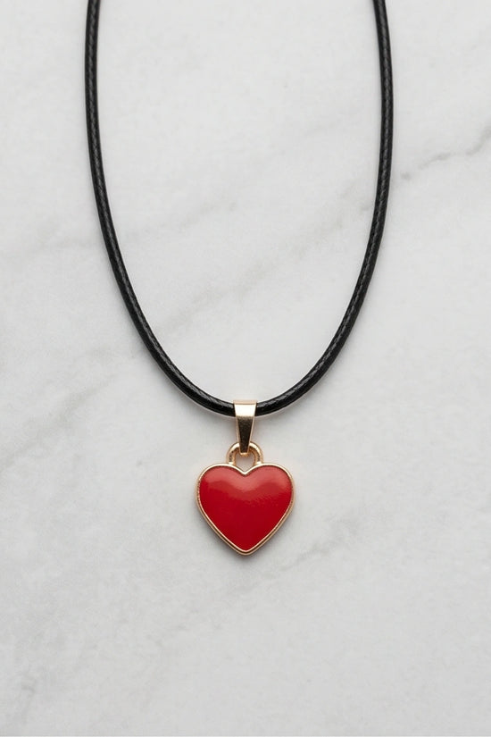 Gold and Red Classic Heart Necklace