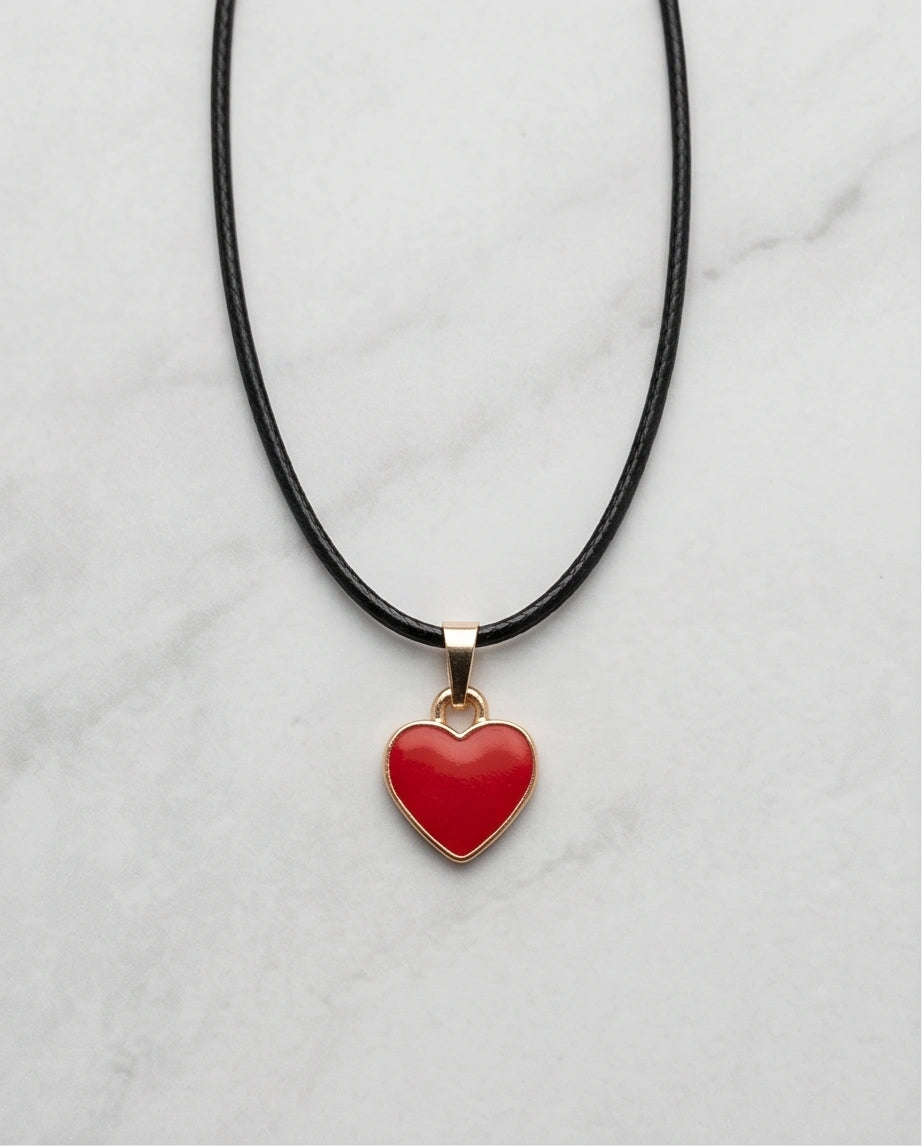 Gold and Red Classic Heart Necklace