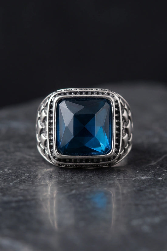 Midnight Cerulean Silver Signet Ring