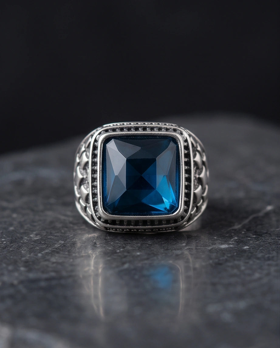 Midnight Cerulean Silver Signet Ring