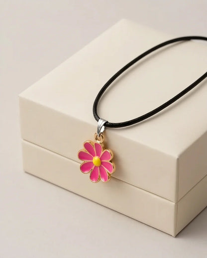 Gold and Hot Pink Daisy Necklace