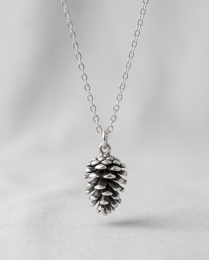 Antique Silver Pinecone Pendant Chain Necklace