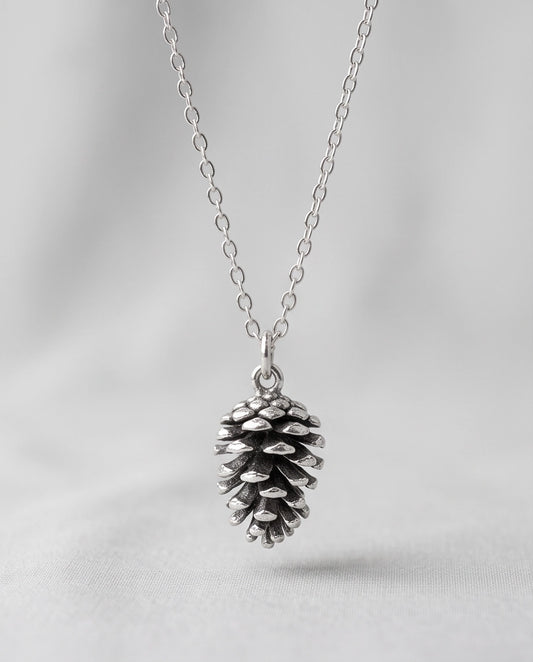 Antique Silver Pinecone Pendant Chain Necklace