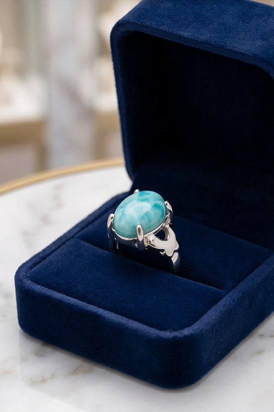 Oceanic Larimar Filigree Ring