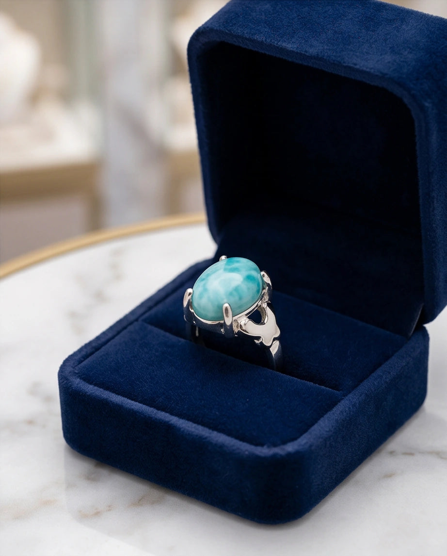 Oceanic Larimar Filigree Ring